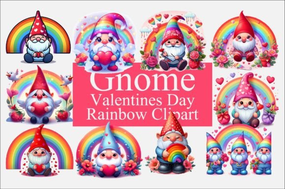 Download Gnome Valentines Day Rainbow PNG Bundle - Valentines day Collection