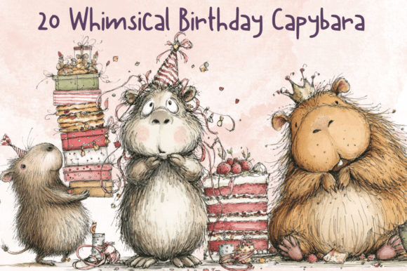 Download Whimsical Birthday Capybara Clipart - Birthday Collection