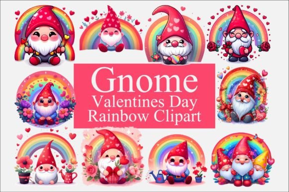 Download Gnome Valentines Day Rainbow PNG Bundle - Valentines day Collection