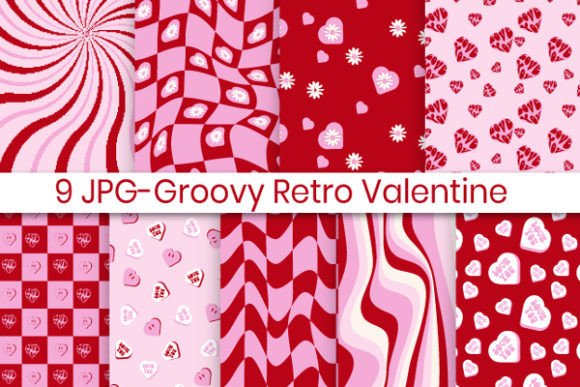 Download Retro Groovy Valentines Day Digitalpape - Valentines day Collection