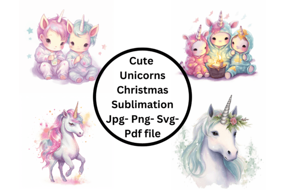 Download Cute Unicorn Christmas Sublimation - Unicorn christmas Collection