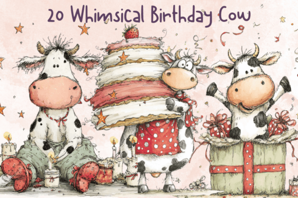 Download Whimsical Birthday Cow Clipart - Birthday Collection