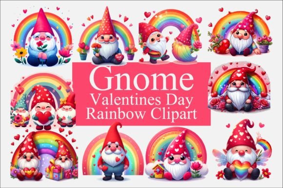 Download Gnome Valentines Day Rainbow PNG Bundle - Valentines day Collection