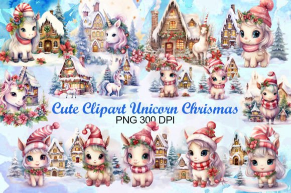 Download Cute Clipart Unicorn Christmas - Unicorn christmas Collection