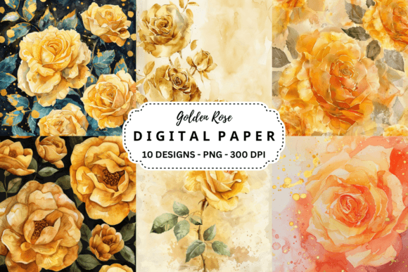 Download Watercolor Golden Rose Background - Rose background Collection
