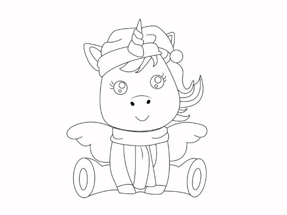 Download Unicorn Christmas Sit Ready to Coloring - Unicorn christmas Collection