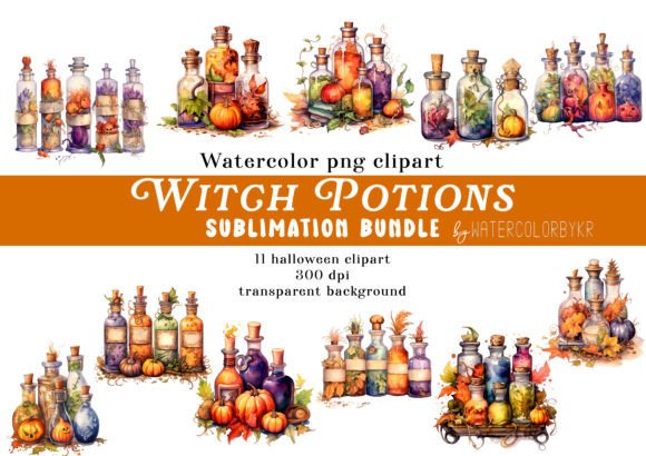Download Watercolor Witch Potions Bundle Clipart - Premium Resources