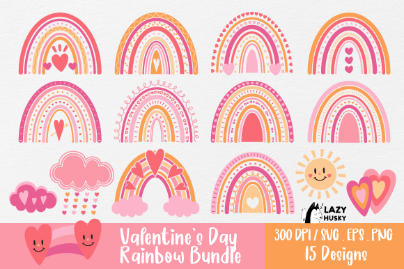 Download Valentines Day Rainbow Bundle SVG PNG - Valentines day Collection