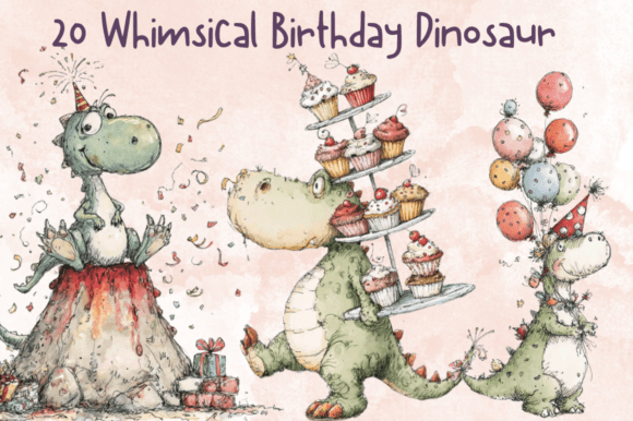 Download Whimsical Birthday Dino Clipart - Birthday Collection